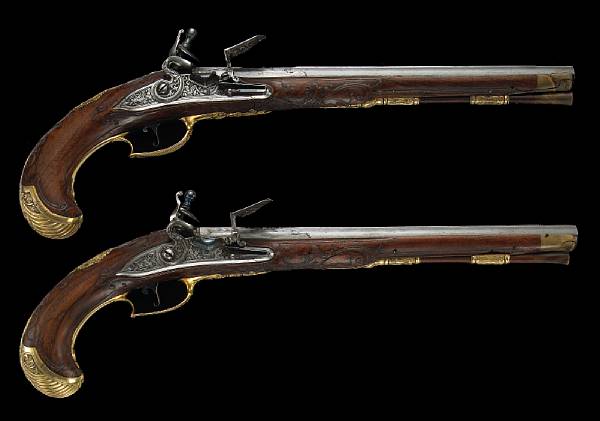 Appraisal: A Pair of Bohemian flintlock pistols by Leopold Becher nd