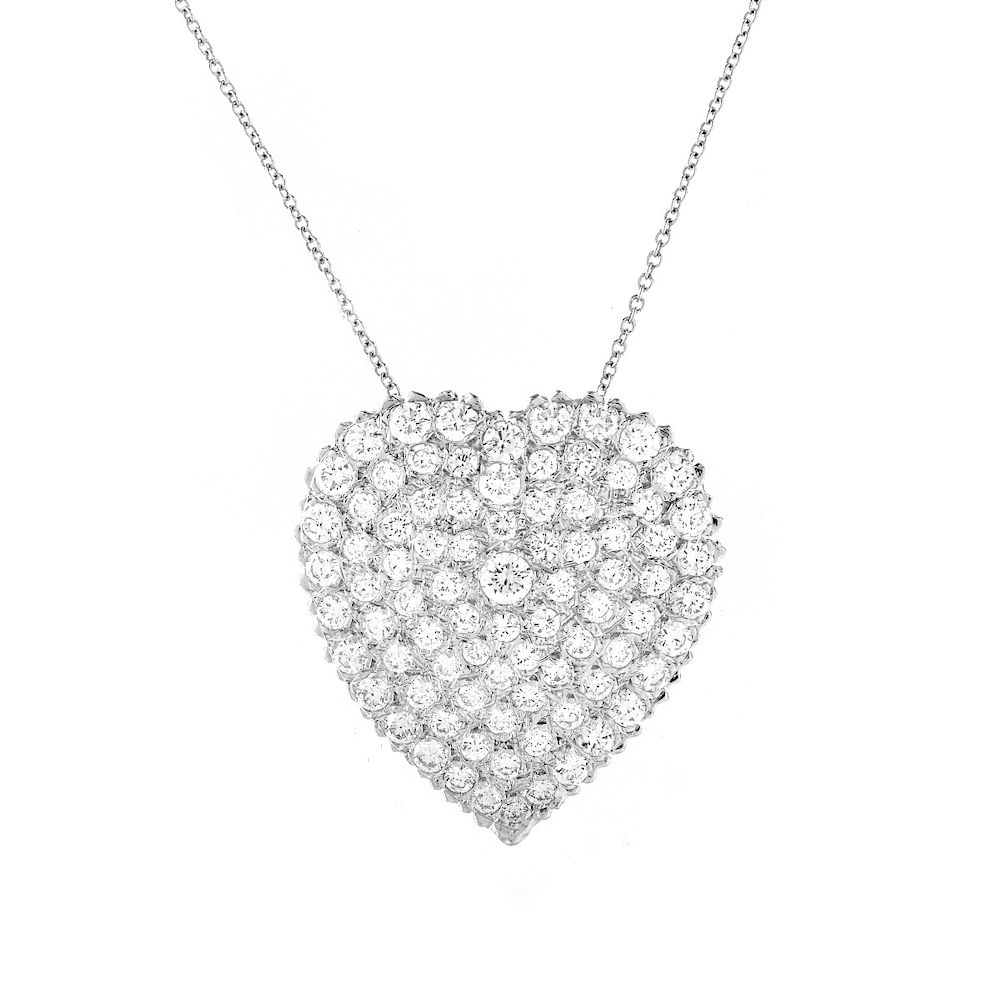 Appraisal: ct Diamond Heart Pendant Necklace Approx Carat Pave Set Round