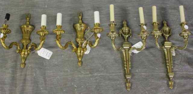 Appraisal: Lighting Lot Includes a pair of vintage brass two arm