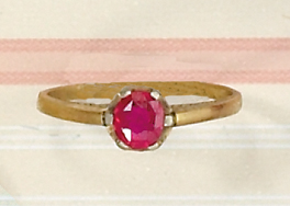 Appraisal: RUBY RING Antique k yellow gold ring with hand engraved