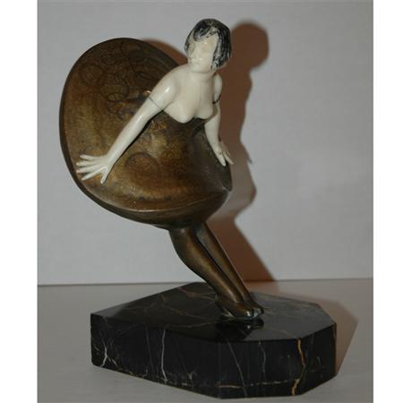 Appraisal: Art Deco Bronze and Ivory Figural Bookend Estimate -