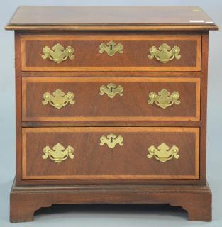 Appraisal: Baker mahogany inlaid diminutive three drawer chest ht in wd