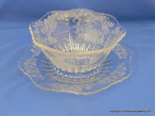 Appraisal: Vintage Mayonnaise Bowl Underplate New Martinsville Glass Co Pattern name