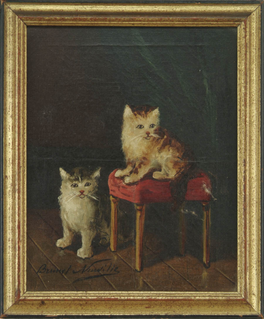 Appraisal: ALFRED ARTHUR DE BRUNO NEWVILLE French - PLAYFUL KITTENS Oil