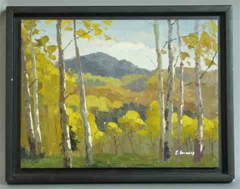 Appraisal: E SOMMELS TWO AUTUMN LANDSCAPE Oil on canvas x in