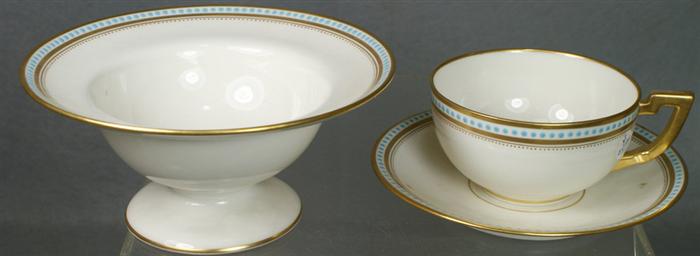 Appraisal: Lenox dessert bowls and cups saucers with turquoise beaded borders