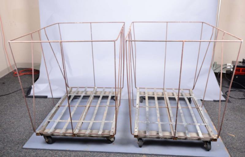 Appraisal: Two Large Heavy Duty Wire Laundry Baskets Two commercial size