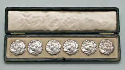 Appraisal: Set of six Art Nouveau silver buttons Edward VII round