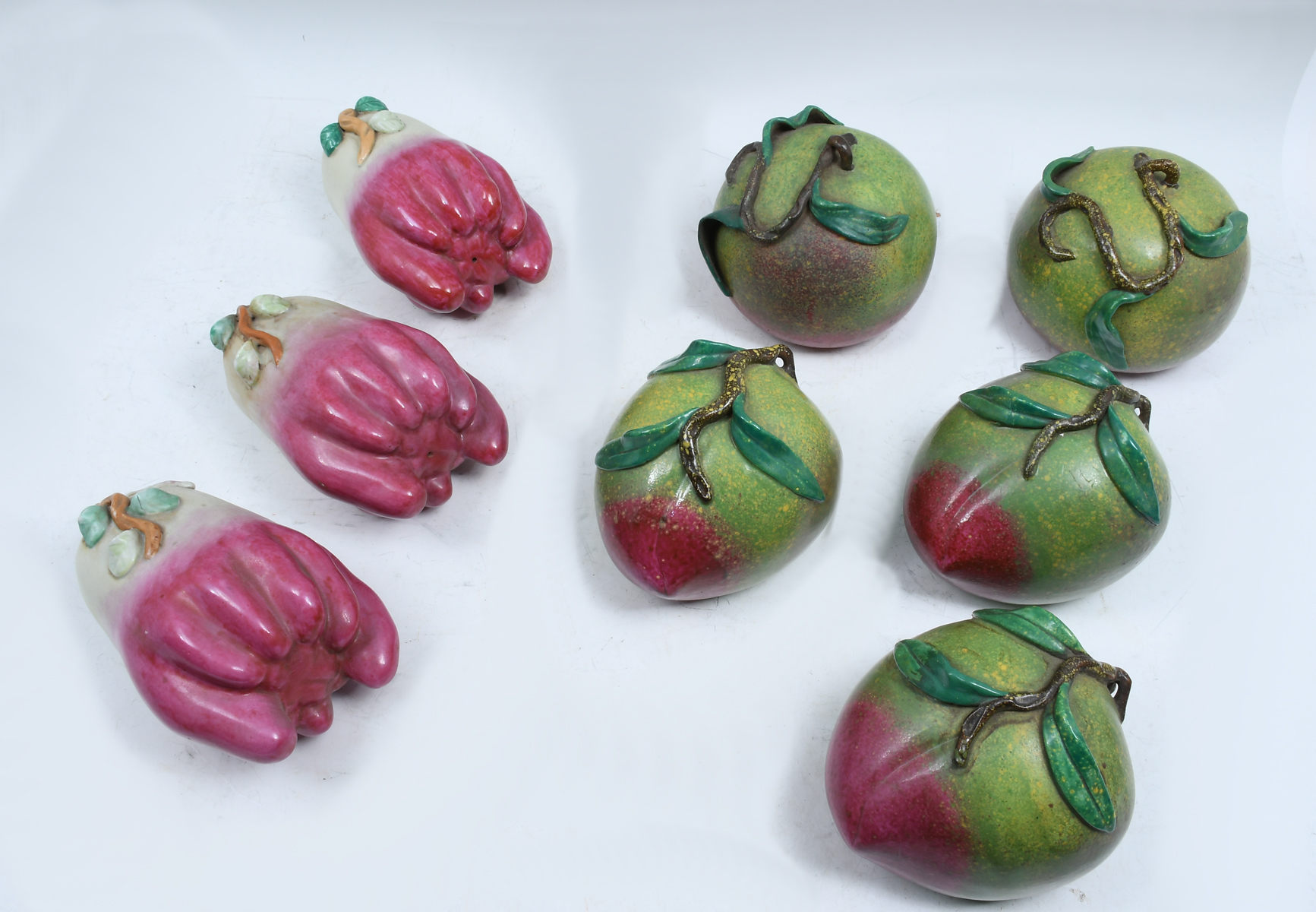 Appraisal: PC TH CENTURY CHINESE PORCELAIN TEMPLE FRUIT Comprising - Peaches