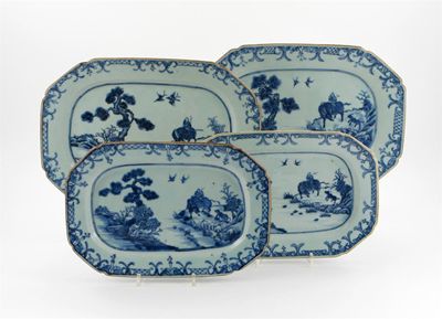 Appraisal: Four Chinese blue and white dishes each painted with a