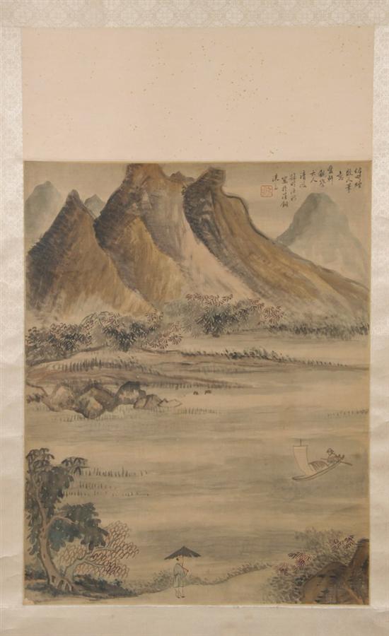 Appraisal: ANONYMOUS Chinese School th- th century Riverscape Ink and color