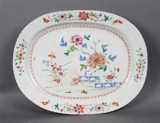 Appraisal: Chinese Export Famille Rose porcelain oval platter circa floral border