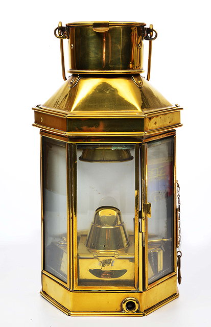 Appraisal: A GRIFFITHS SONS OF BIRMINGHAM BRASS THREE GLASS LANTERN cm