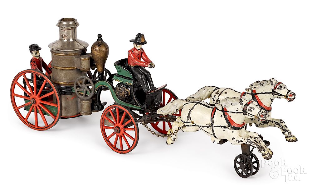 Appraisal: Cast iron horse drawn fire pumper Pratt Letchworth cast iron