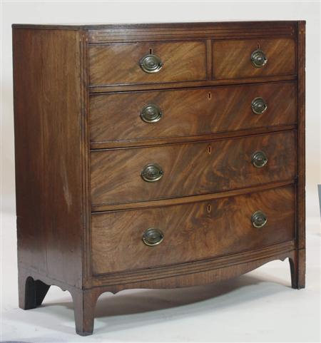 Appraisal: A Regency mahogany bow front chest of drawers the ebony