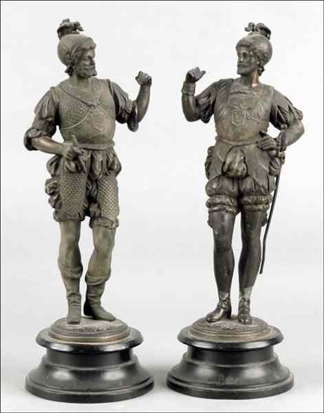 Appraisal: PAIR OF PATINATED METAL WARRIORS H '' Condition No Specific