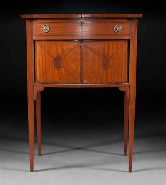 Appraisal: Edwardian Adam style inlaid and banded satinwood sewing stand first