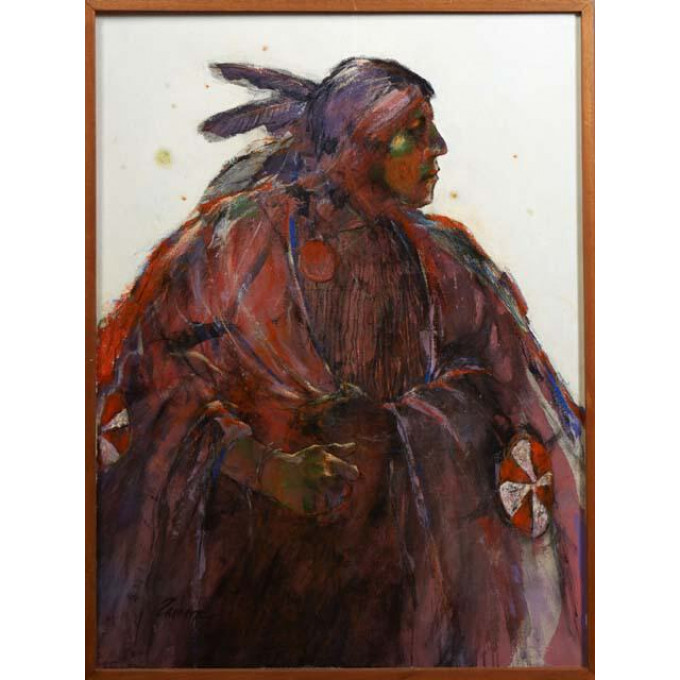 Appraisal: Frank Zamora th c American Proud Warrior oil on canvas