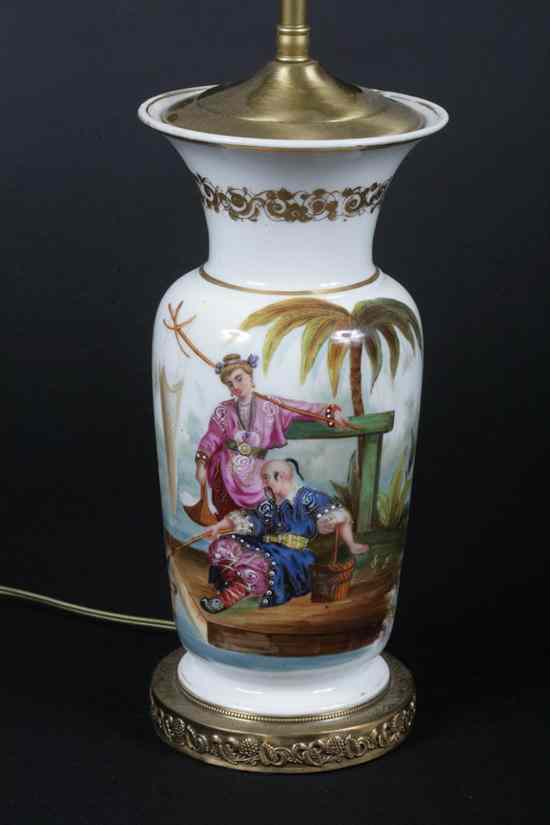 Appraisal: PARIS PORCELAIN VASE late th century Decorated with hand-painted Chinoiserie