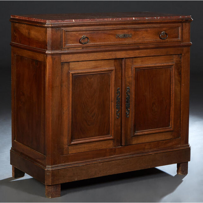 Appraisal: French Provincial Louis Philippe Carved Walnut Marble Top Sideboard th