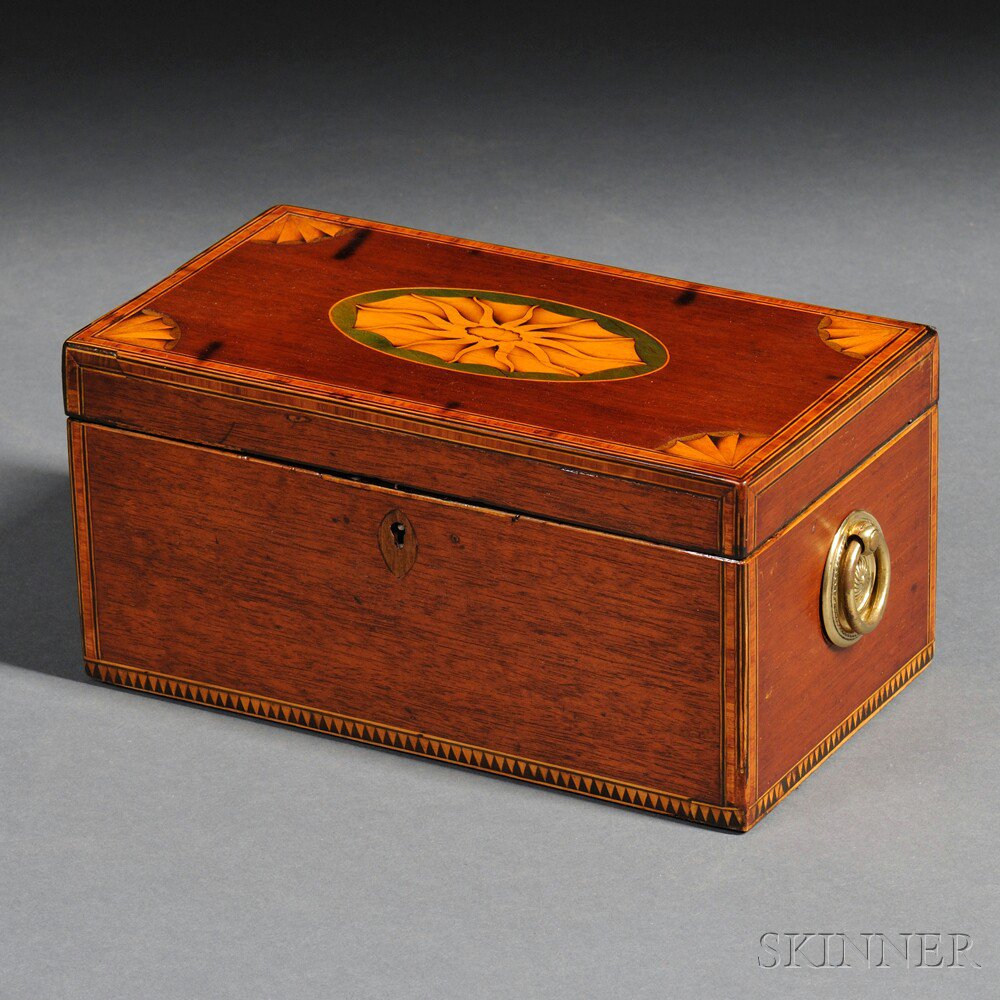 Appraisal: Inlaid Mahogany Veneer Tea Caddy England or America early th