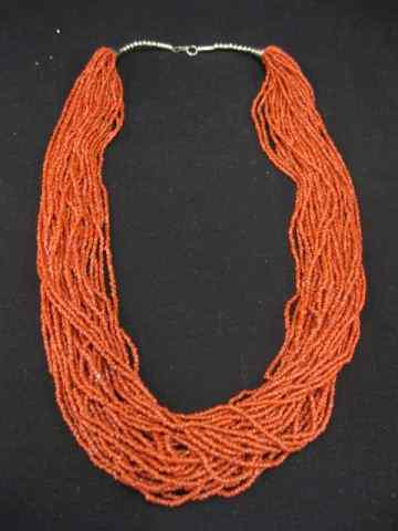 Appraisal: Red Coral Necklace Indian Style strands '' long beautiful