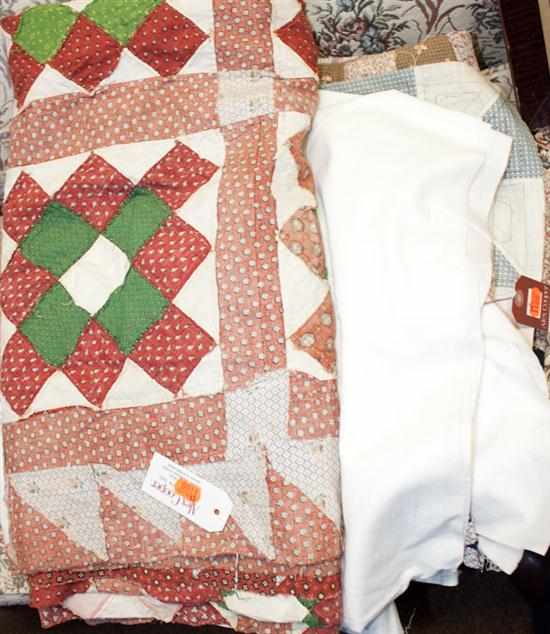 Appraisal: Four cotton patchwork quilts and coverlets Estimate - No condition