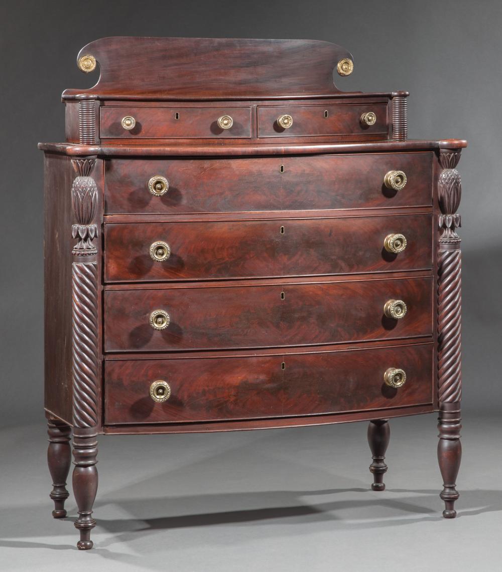 Appraisal: American Federal Carved Mahogany Gentlemen's Chest of Drawers early th