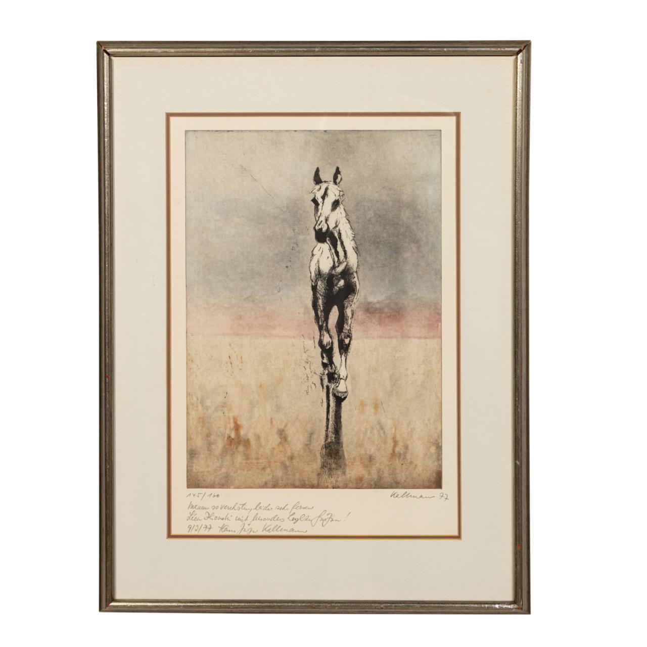 Appraisal: HANS JURGEN KALLMANN GREY FOAL ETCHING Hans Jurgen Kallmann Grey