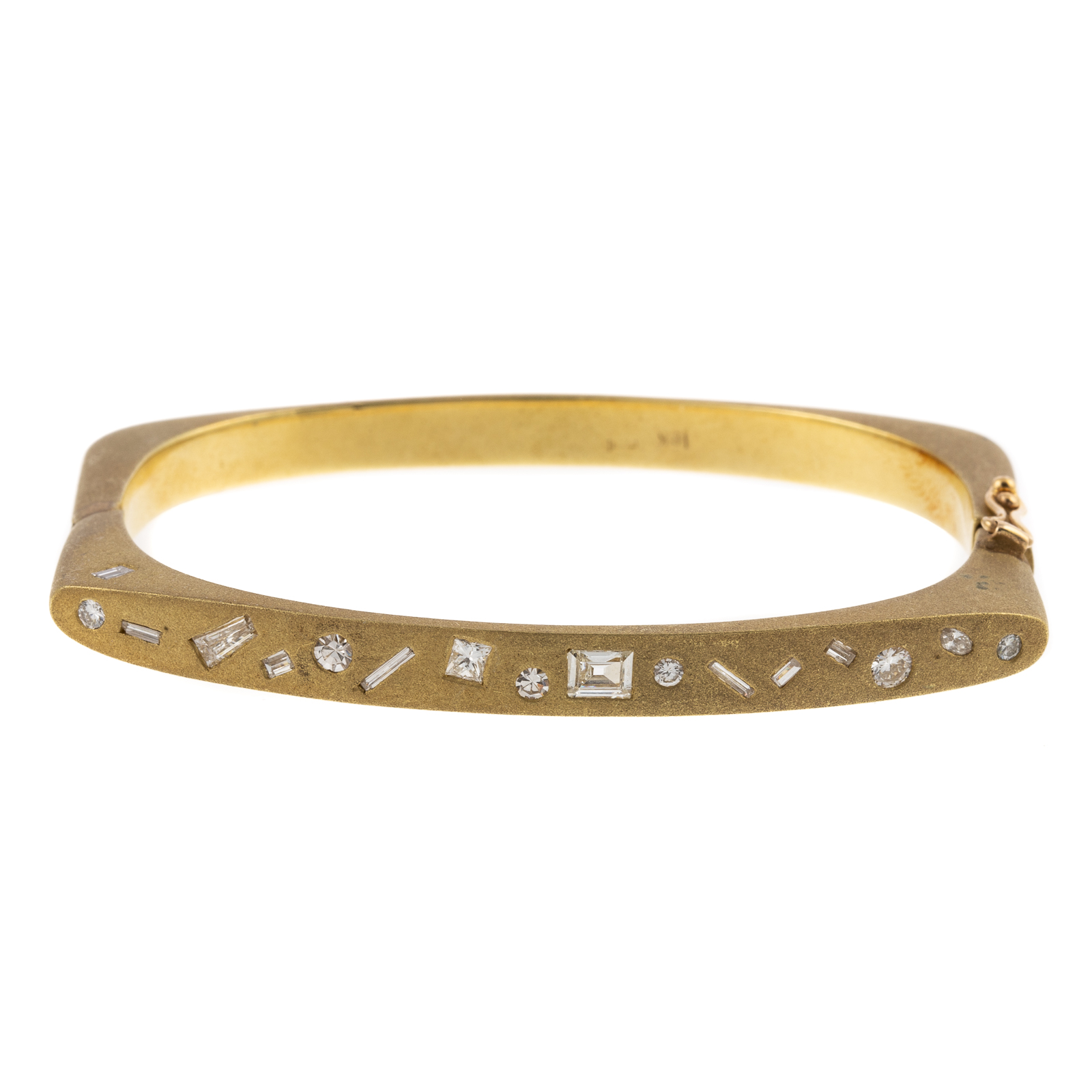 Appraisal: A GEOMETRIC CTW DIAMOND HINGED BANGLE IN K K yellow