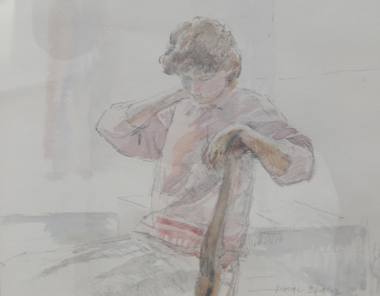 Appraisal: George Butler RWS - Pensive charcoal and watercolour signed dated