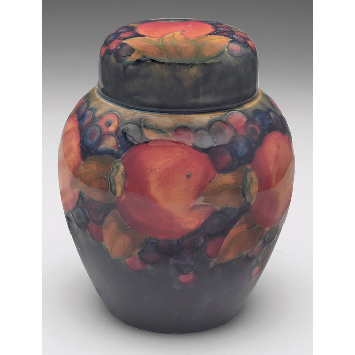 Appraisal: Moorcroft covered vessel bulbousshape with the pomegranatepattern signed marked ''w