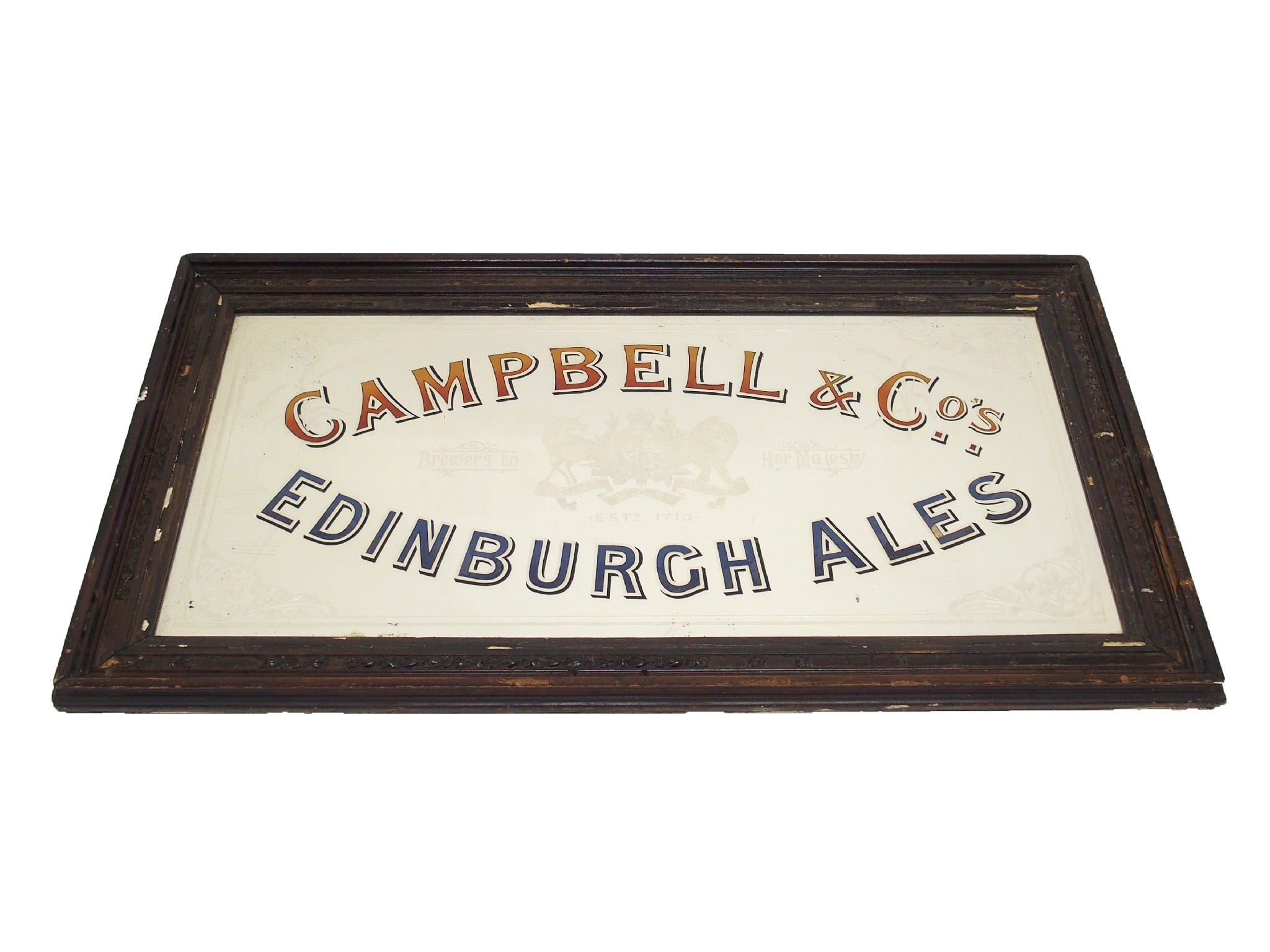 Appraisal: An advertising pub mirrorfor Campbell Co Edinburgh Brewers to Her