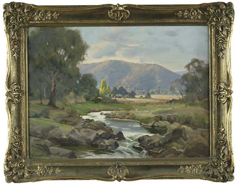 Appraisal: ERNEST WILLIAM BUCKMASTER Australian - EVENING LIGHT MYRTLEFORD Oil on