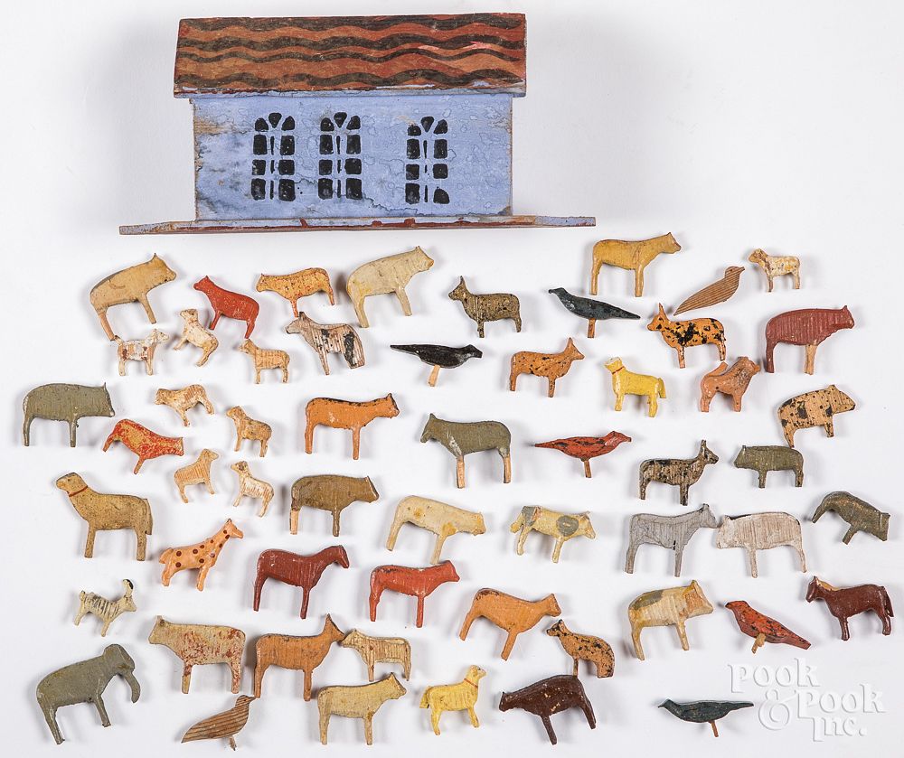 Appraisal: Small German painted Noah's Ark with animals Small German painted