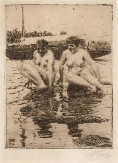 Appraisal: ANDERS ZORN ETCHING PENCIL SIGNED NUDE ANDERS ZORN Swedish -