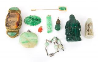 Appraisal: K stick pin with very fine cushion shape jade K