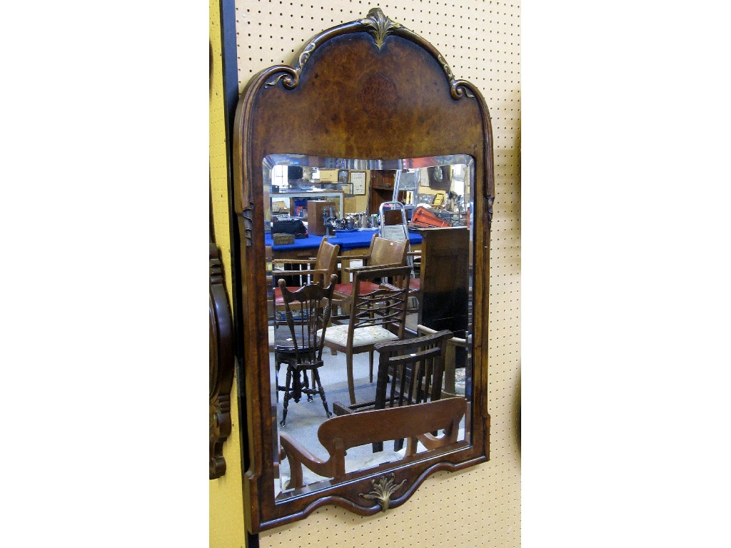 Appraisal: Walnut and parcel gilt wall mirror