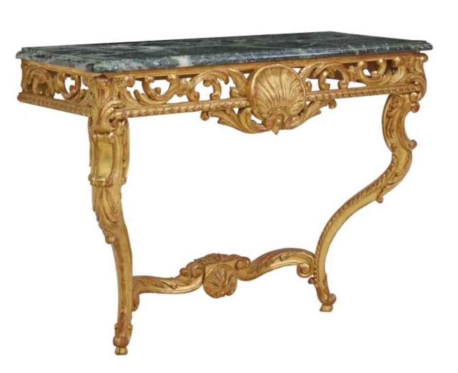 Appraisal: French Louis XV style console table thc having shaped marble