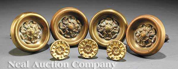 Appraisal: Two Pairs of American Classical Pressed Brass Tiebacks c -