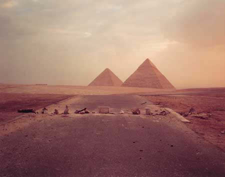 Appraisal: MISRACH RICHARD - Road Blockade and Pyramids Chromogenic print x