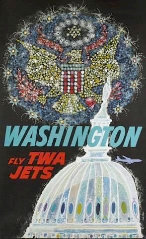 Appraisal: David Klein Poster of Washington DC for TWA David Klein