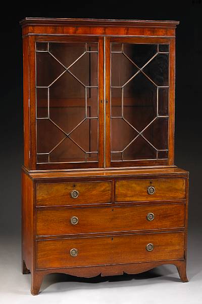 Appraisal: A George III mahogany bookcase cabinet last quarter th century