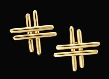 Appraisal: karat yellow gold X form earrings Charles Turi Polished X