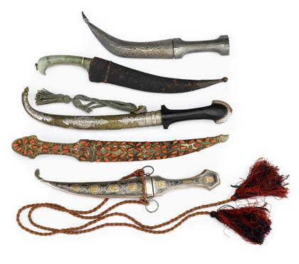 Appraisal: Collection of five assorted knives and daggersComprising Persian African and