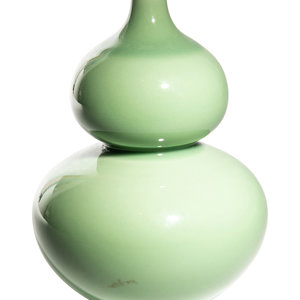 Appraisal: A Chinese Celadon Glazed Porcelain Gourd-Form Vase th Century delicately