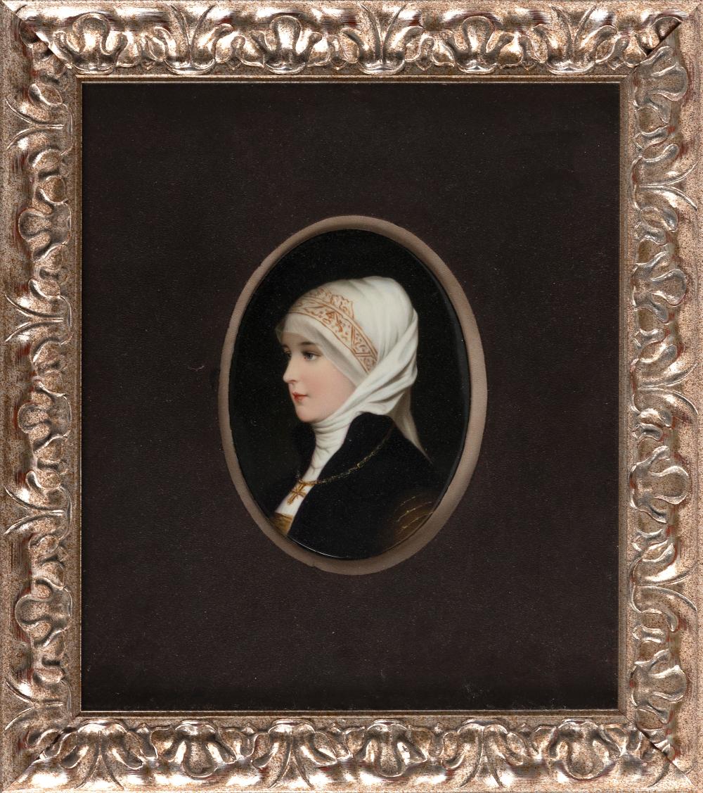 Appraisal: CONTINENTAL KPM-STYLE PORCELAIN PORTRAIT PLAQUE TH CENTURY PLAQUE X FRAMED