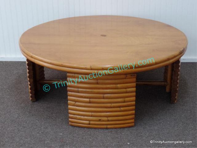 Appraisal: Mid Century Frankl Bamboo Rattan Coffee Table Mid Century 's