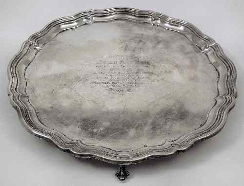 Appraisal: A George V silver circular salver with shaped and moulded