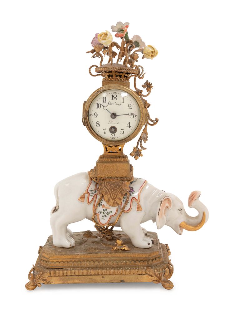 Appraisal: A French Porcelain and Gilt Bronze Mantel Clock A French